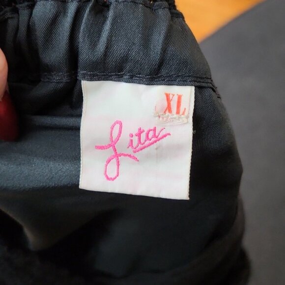 Boho Hippy Vintage 60's 70's Sheer Black Crochet Floral Lace Skirt Set SzXL - Picture 7 of 9